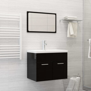 Conjunto de muebles de baño aglomerado negro brillante D