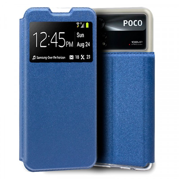 Fundação COOL Capa de Flip para Xiaomi Poco X4 Pro 5G luz azul D