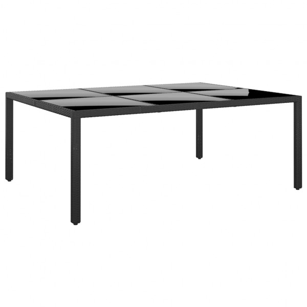 Mesa jardín vidrio templado ratán sintético negro 200x150x75 cm D