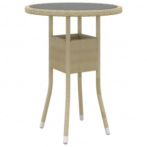 Mesa de jardín vidrio templado ratán sintético beige Ø60x75 cm D