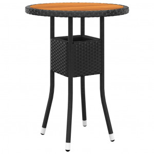 Mesa de jardín madera acacia y ratán sintético negro Ø60x75 cm D