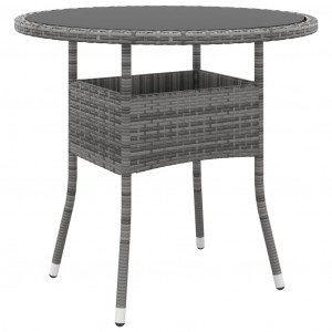 Mesa de jardín vidrio templado y ratán sintético gris Ø80x75 cm D