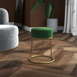 Hocker redondo verde terciopelo D