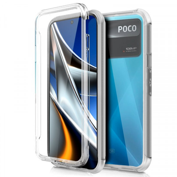 Fundação COOL 3D silicone para Xiaomi Poco X4 Pro 5G (Transparente Frente + Atrás) D