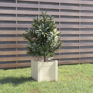 Jardinera de madera maciza de pino blanco 31x31x31 cm D