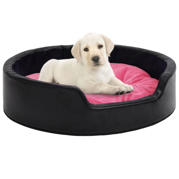 Cama de cão de couro sintético preto e rosa 99x89x21 cm D