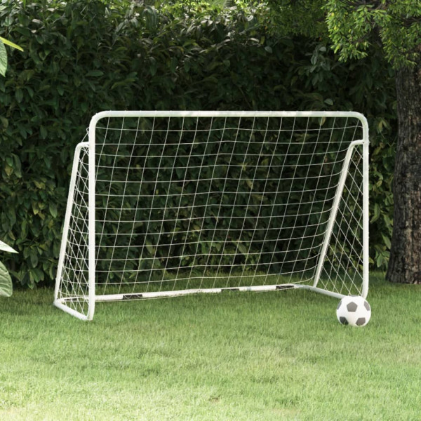 Baliza de futebol com rede de aço branca 180x90x120 cm D