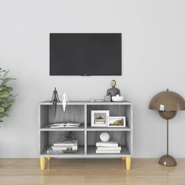 Mueble de TV patas madera maciza gris Sonoma 69.5x30x50 cm D