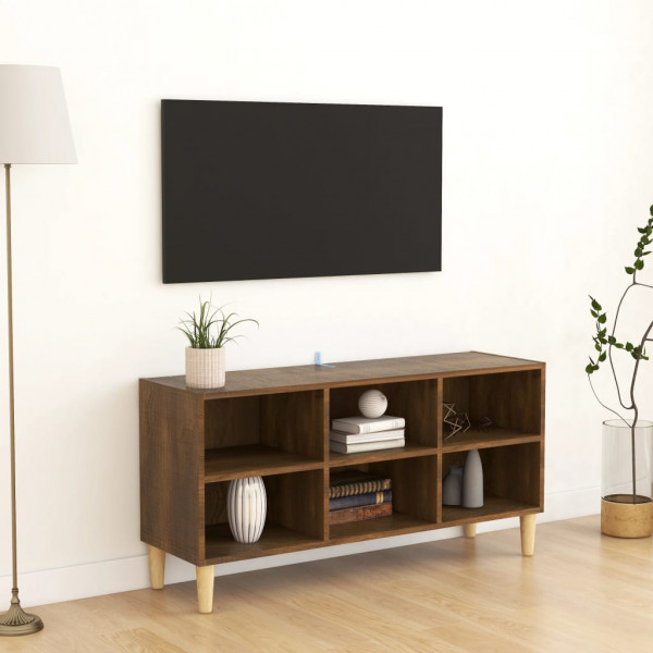 Mueble de TV patas madera maciza roble marrón 103.5x30x50 cm Mueble de TV patas madera maciza roble marrón 103.5x30x50 cm D
