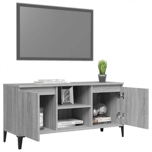 Móvel de TV com pernas de metal cinza Sonoma 103,5x35x50 cm D