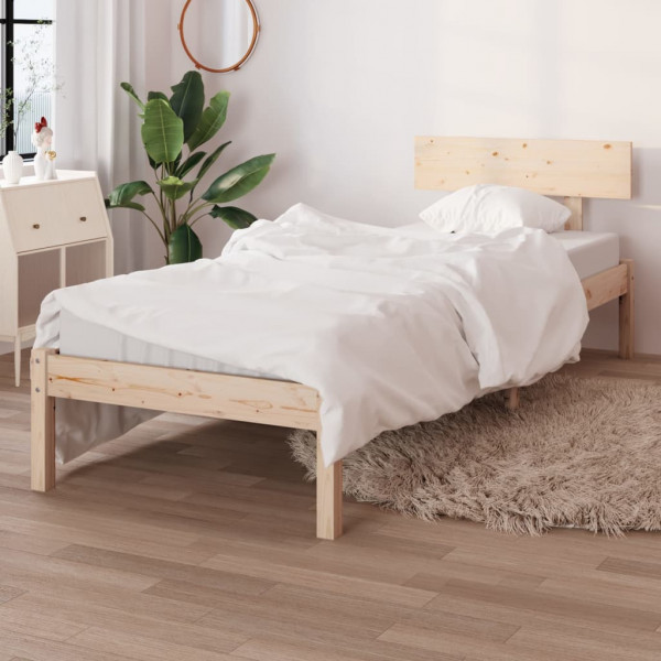 Estructura de cama madera maciza de pino individual 75x190 cm D