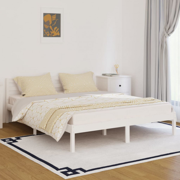 Estrutura de cama em madeira maciça de pinho branco 160x200 cm D