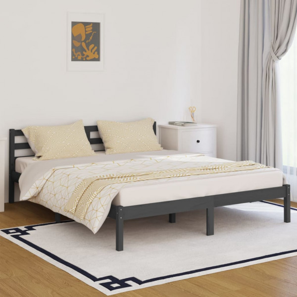 Estructura de cama madera maciza de pino gris 160x200 cm D