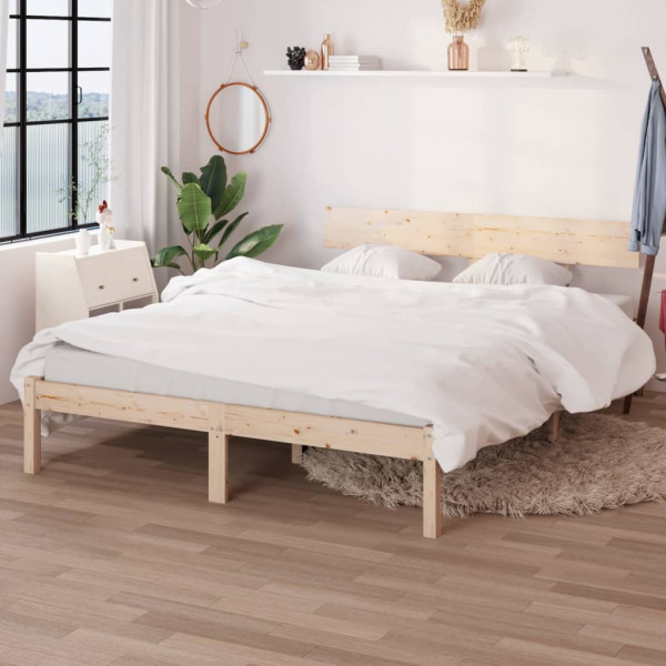 Estructura de cama madera maciza de pino individual 120x190 cm D