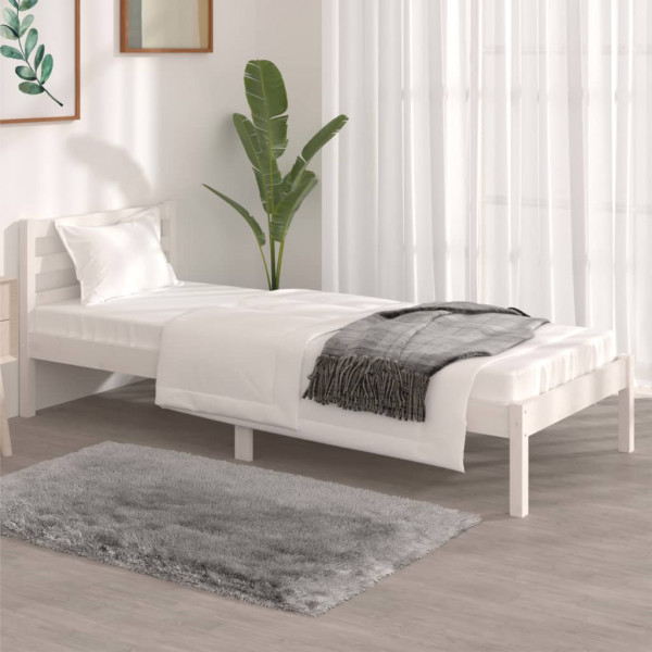 Estructura de cama madera maciza de pino blanco 75x190 cm D