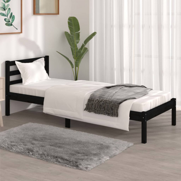 Estructura de cama madera maciza de pino negro 75x190 cm D
