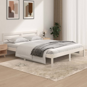 Estructura de cama madera maciza de pino blanco 150x200 cm D