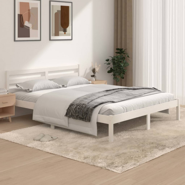 Estrutura de cama em madeira maciça de pinho branco 150x200 cm D