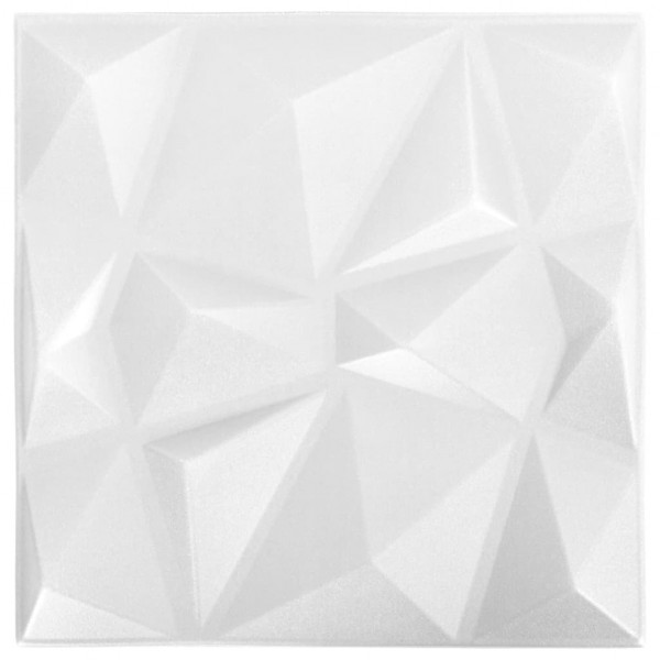 Paneles de pared 3D 24 unidades 50x50 cm blanco diamante 6 m² D