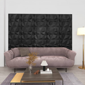 Paneles de pared 3D 48 unidades 50x50 cm negro diamante 12 m² D