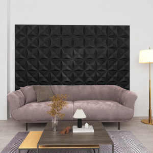 Paneles de pared 3D 24 unidades 50x50 cm negro origami 6 m² D