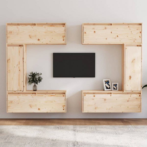 Móveis de TV 6 peças em madeira maciça de pinho D