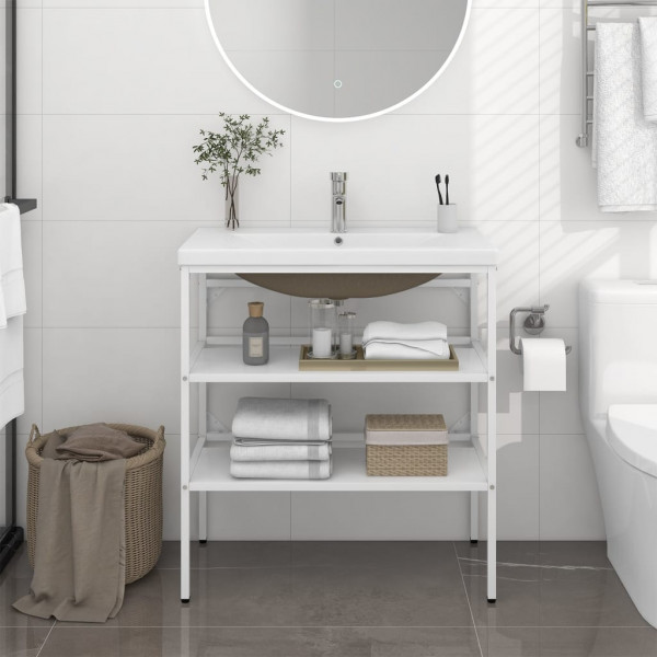 Estructura de baño con lavabo incorporado hierro blanco D