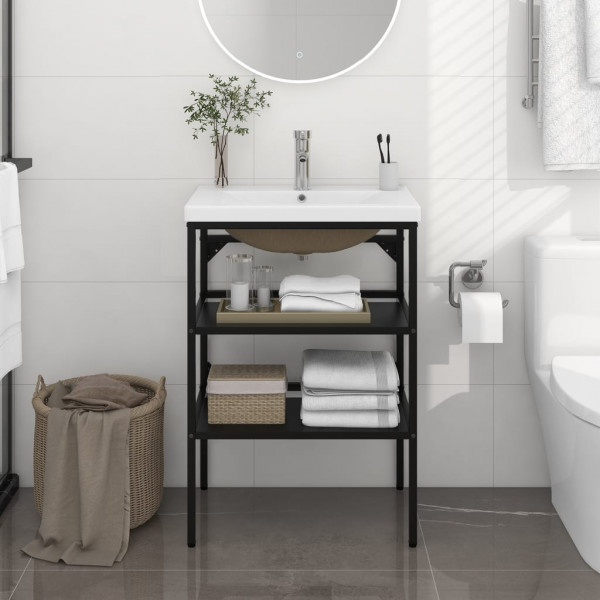 Estructura de baño con lavabo incorporado hierro negro D