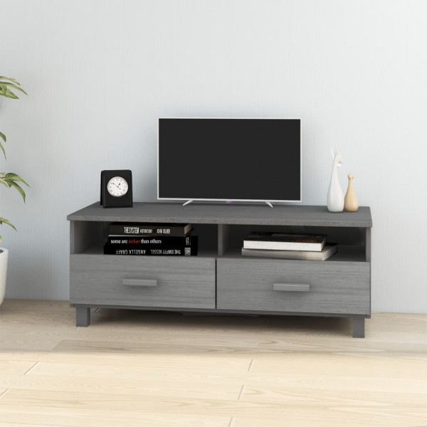 Mueble de TV HAMAR madera maciza pino gris oscuro 106x40x40 cm D