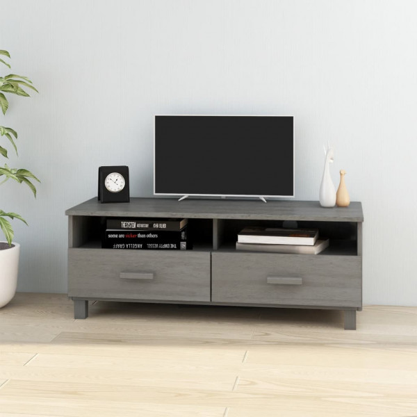 Mueble de TV HAMAR madera maciza pino gris claro 106x40x40 cm D