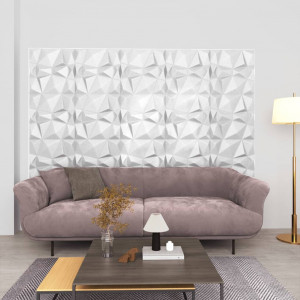 Painéis de parede 3D 12 unidades 50x50 cm branco diamante 3 m² D