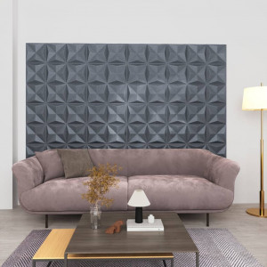 Paneles de pared 3D 24 unidades 50x50 cm gris origami 6 m² D