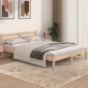 Estructura de cama de madera maciza de pino 140x190 cm D