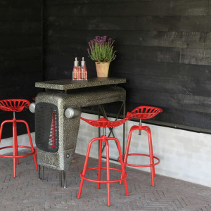 Esschert Design Taburete con forma de asiento de tractor rojo D