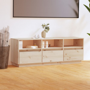 Mueble de TV de madera maciza de pino 140x37x50 cm D