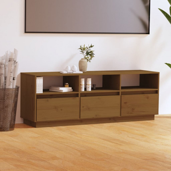 Móveis de TV madeira maciça de pinho marrom mel 140x37x50 cm D