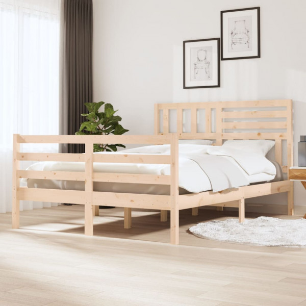 Estructura de cama de madera maciza 135x190 cm D