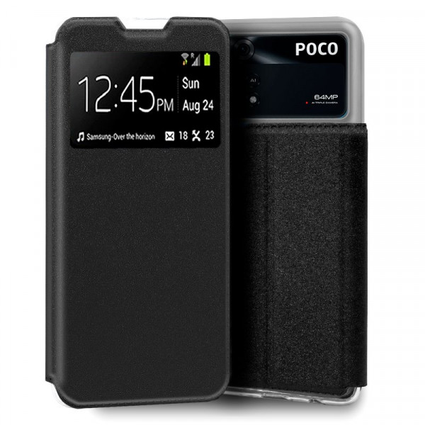 Funda COOL Flip Cover para Xiaomi Poco M4 Pro Liso Negro D