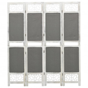 Biombo divisor de 4 paneles de tela gris 140x165 cm D