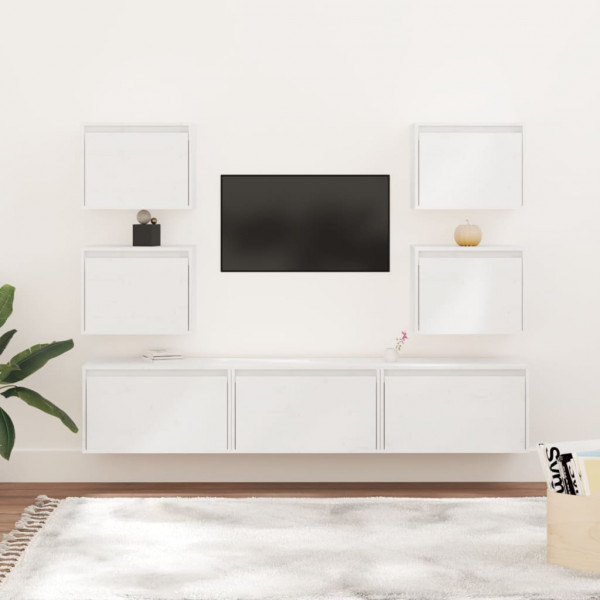 Móveis de TV 7 peças em madeira maciça de pinho branco D