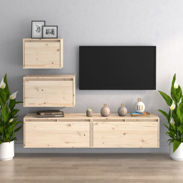 Muebles para TV 4 piezas madera maciza de pino Muebles para TV 4 piezas madera maciza de pino D