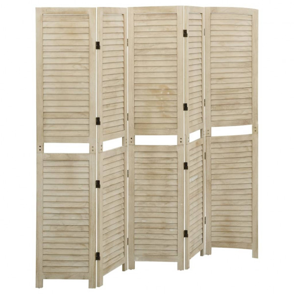 Biombo de 5 paneles de madera maciza de paulownia 175x165 cm D
