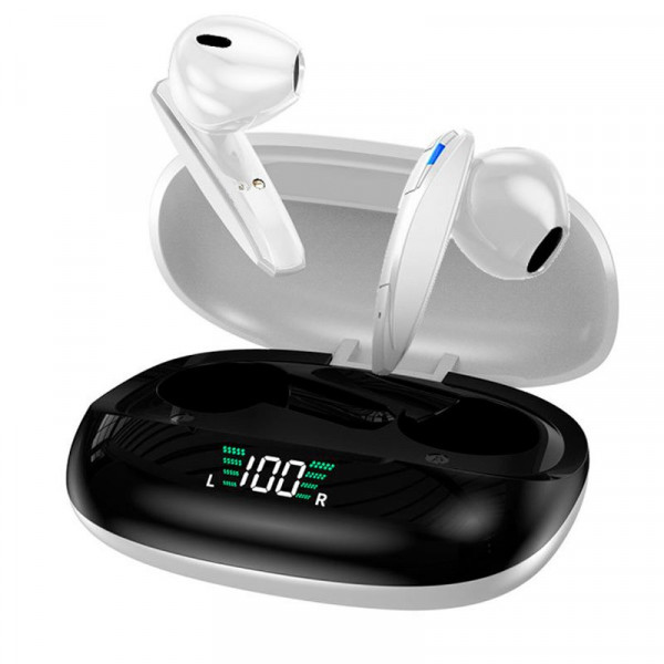 Fones de ouvido Bluetooth Dual Pod Earbuds Wireless TWS Lcd COOL Sombra branca D
