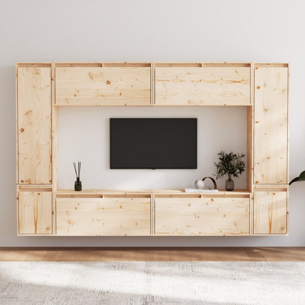 Muebles para TV 8 piezas madera maciza de pino D