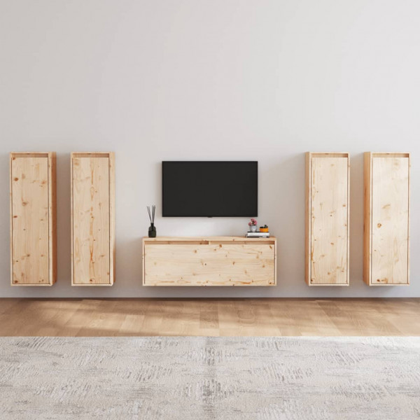 Móveis para TV 3 peças madeira maciça de pinho D