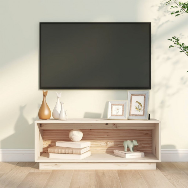 Mueble de TV de madera maciza de pino 90x35x35 cm D