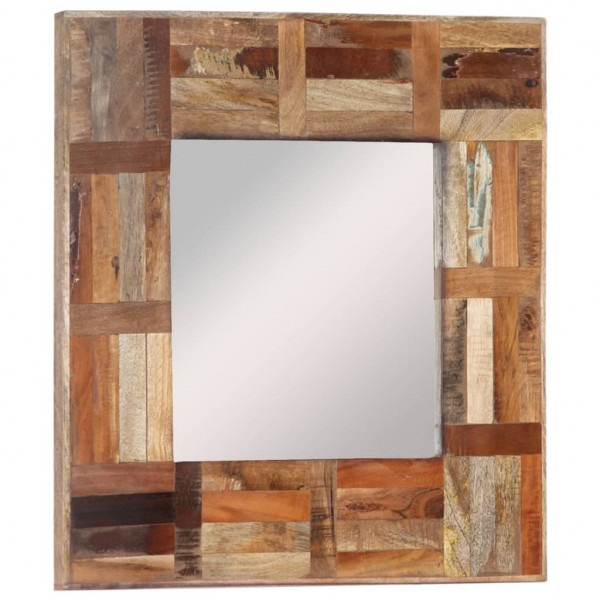 Espelho de parede de madeira maciça reciclada 50x50 cm D