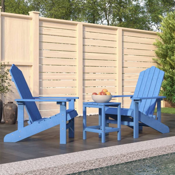 Cadeiras de jardim Adirondack com mesa HDPE Aqua Blue D