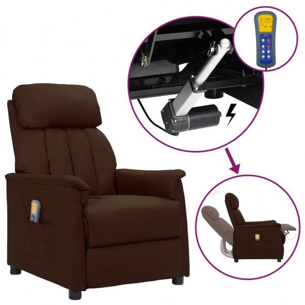 Sillón reclinable de masaje elevable cuero sintético marrón Sillón reclinable de masaje elevable cuero sintético marrón D