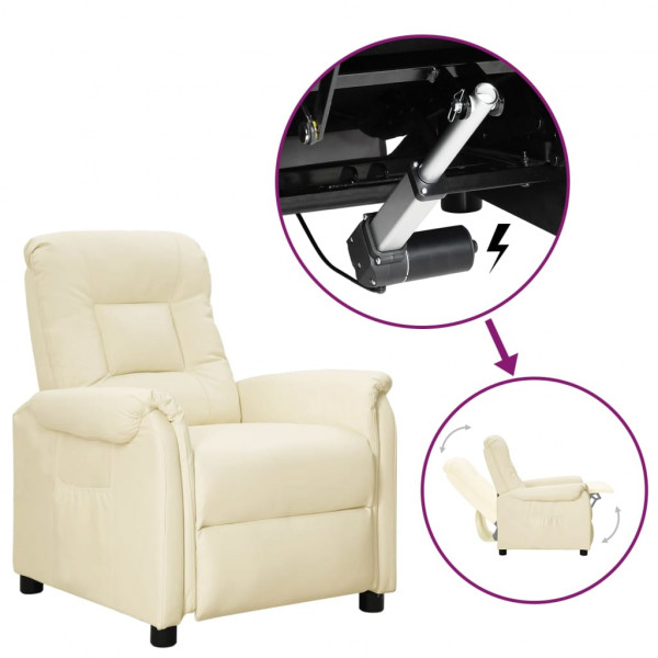 Sillón reclinable elevable de cuero sintético crema Sillón reclinable elevable de cuero sintético crema D